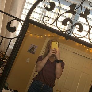 maroon v- neck short sleeve shirt!